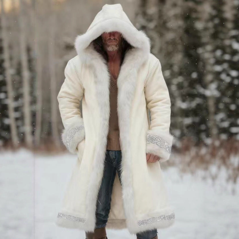 Crimson Hooded Long Coat – Winter Luxe Edition