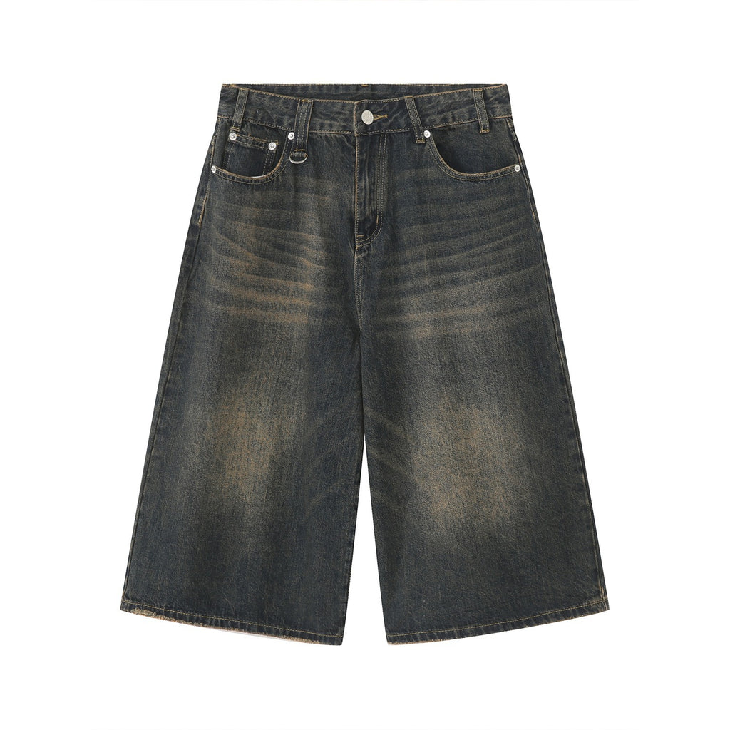 Women's American-style Retro Loose Cropped Denim Wide-leg Pants