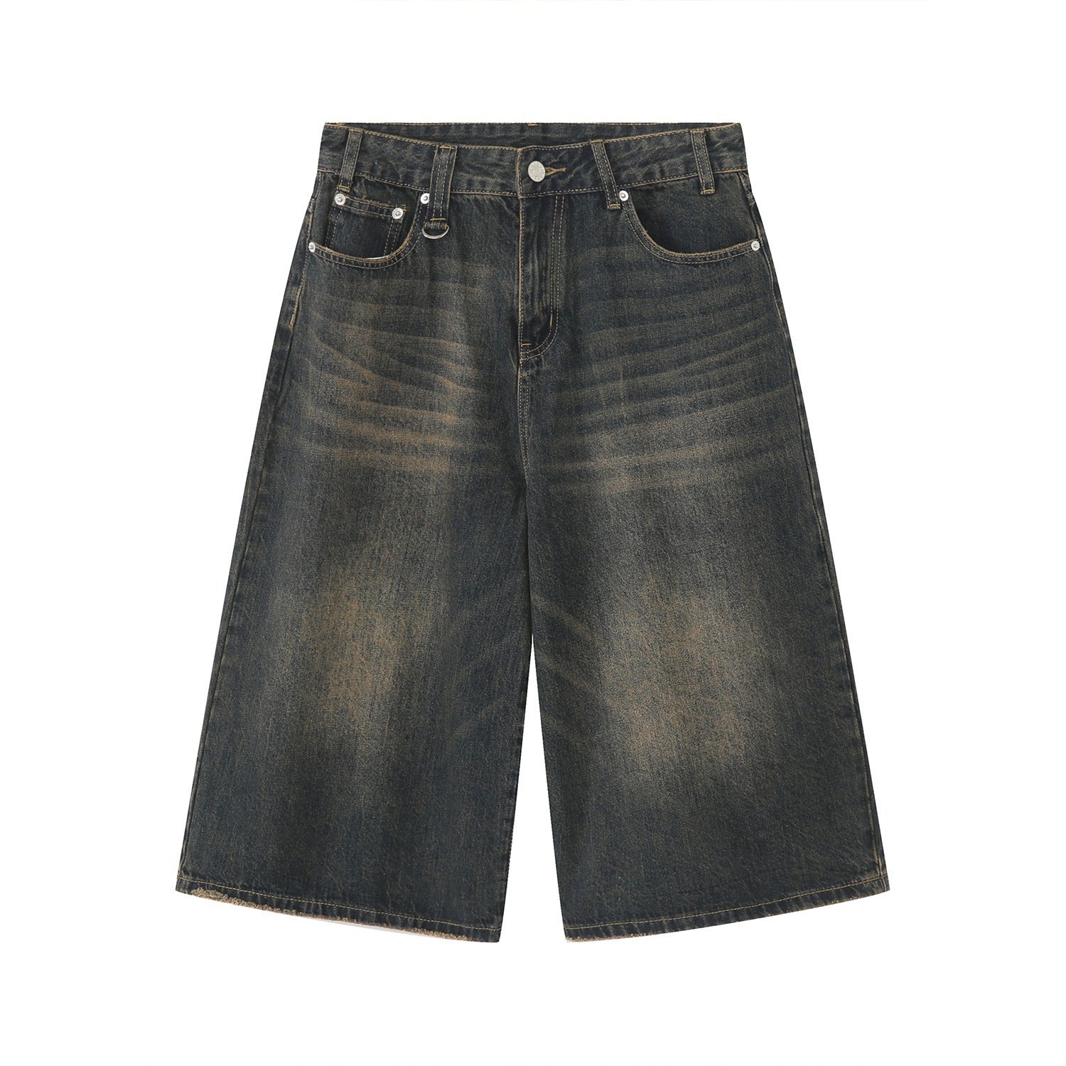 Women's American-style Retro Loose Cropped Denim Wide-leg Pants