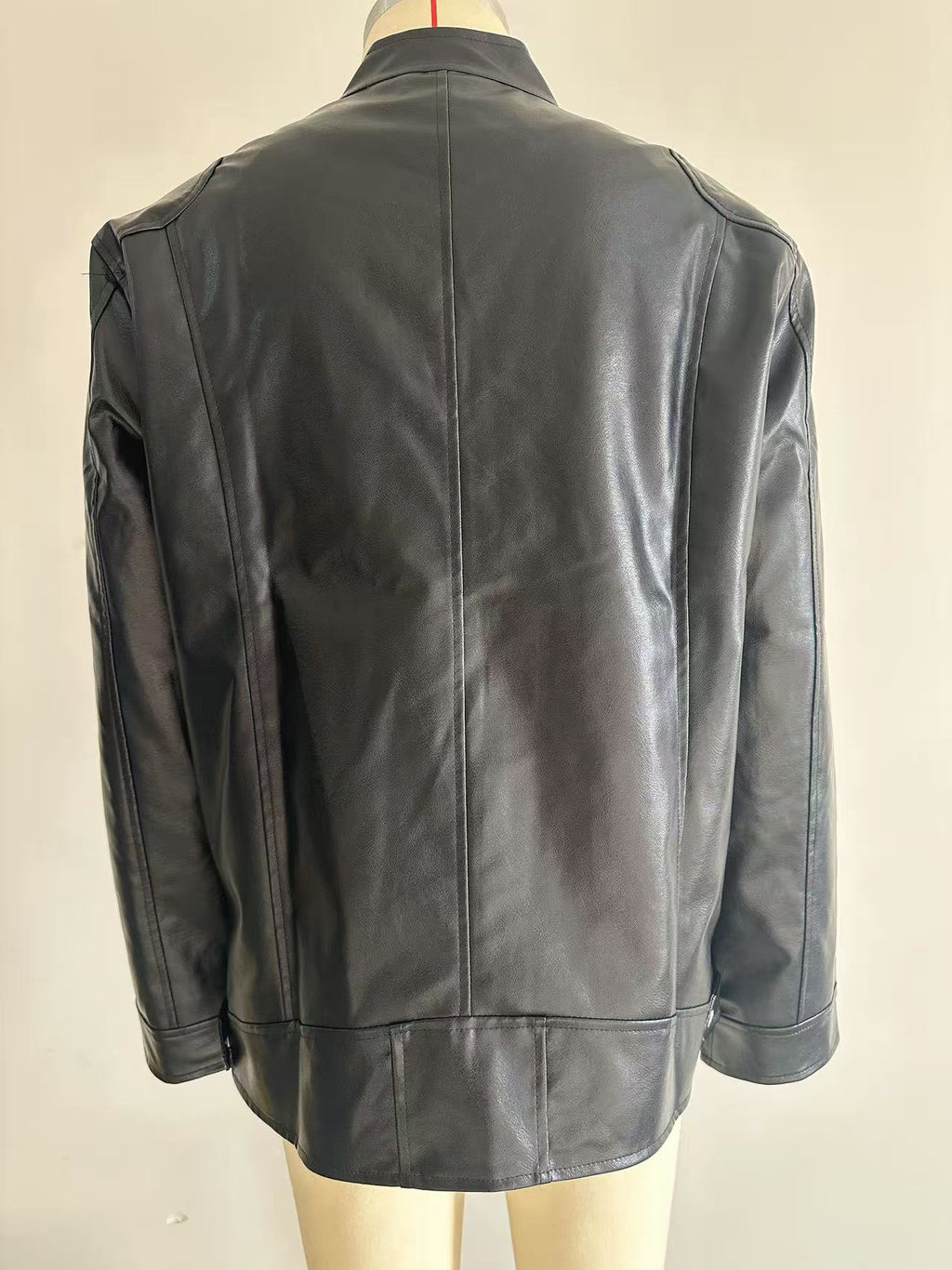 Men's Stand-up Collar Leather Jacket Business Casual Jacket