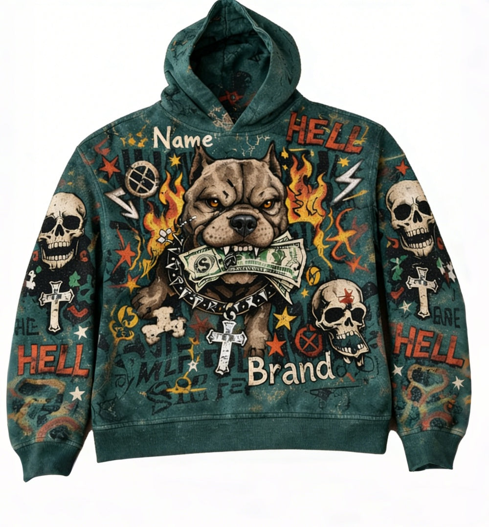 Men's Loose-Fit Long-Sleeve Hooded Pullover Sweatshirt