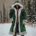 Crimson Hooded Long Coat – Winter Luxe Edition