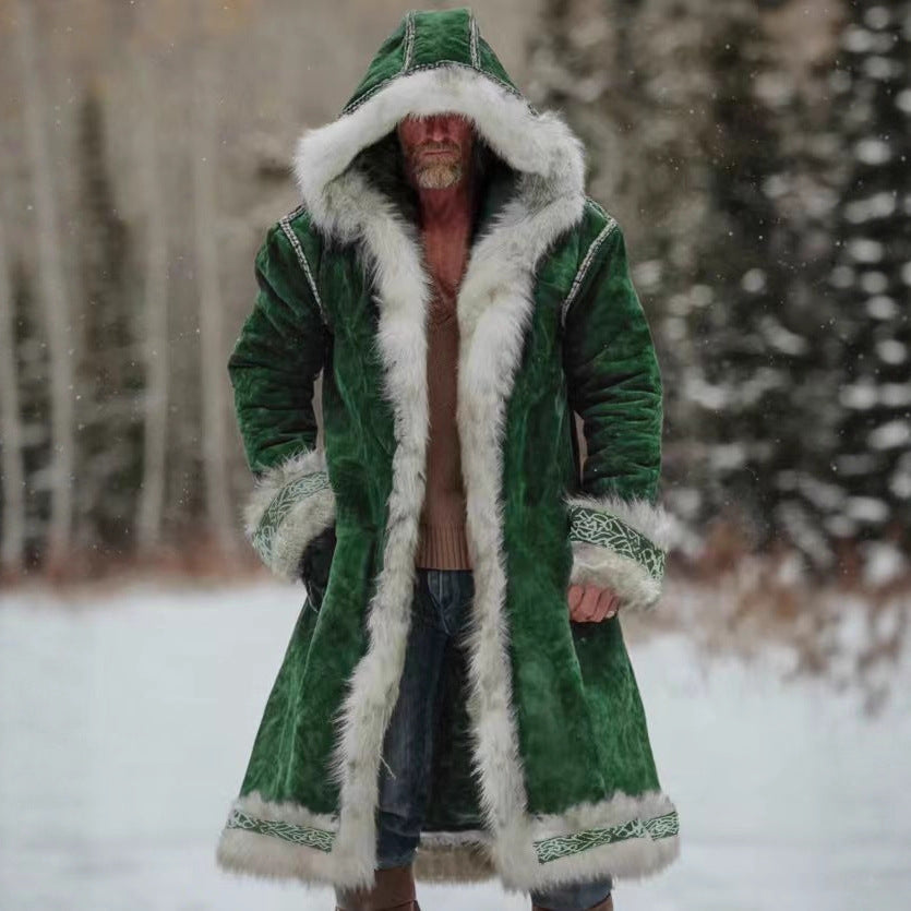 Crimson Hooded Long Coat – Winter Luxe Edition
