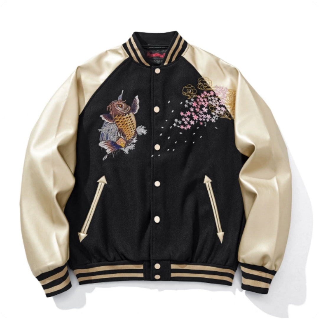 Kanzi Sakura Varsity Jacket - Tokyo Streetwear | Japanese Street