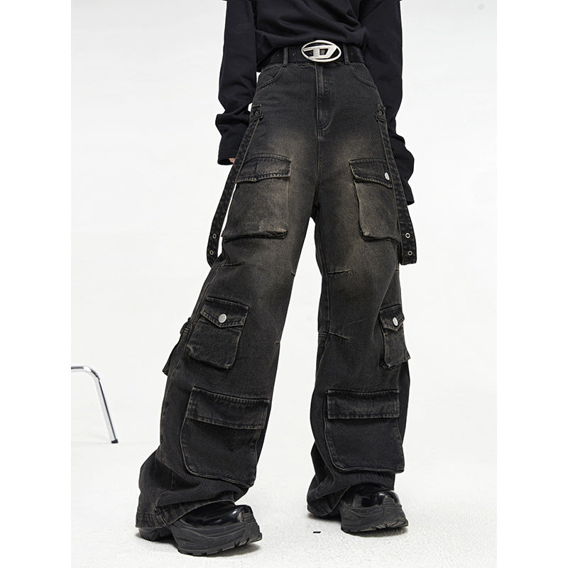Multi Pocket Vintage Wide Leg Jeans