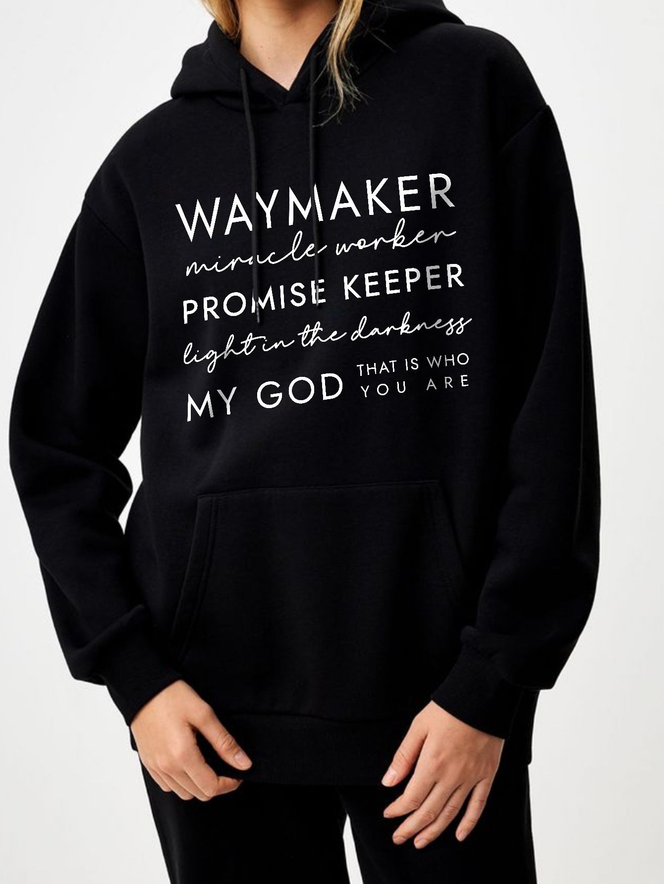 European And American-style Hooded Sweatshirt Solid-color Lettered Sweatshirt