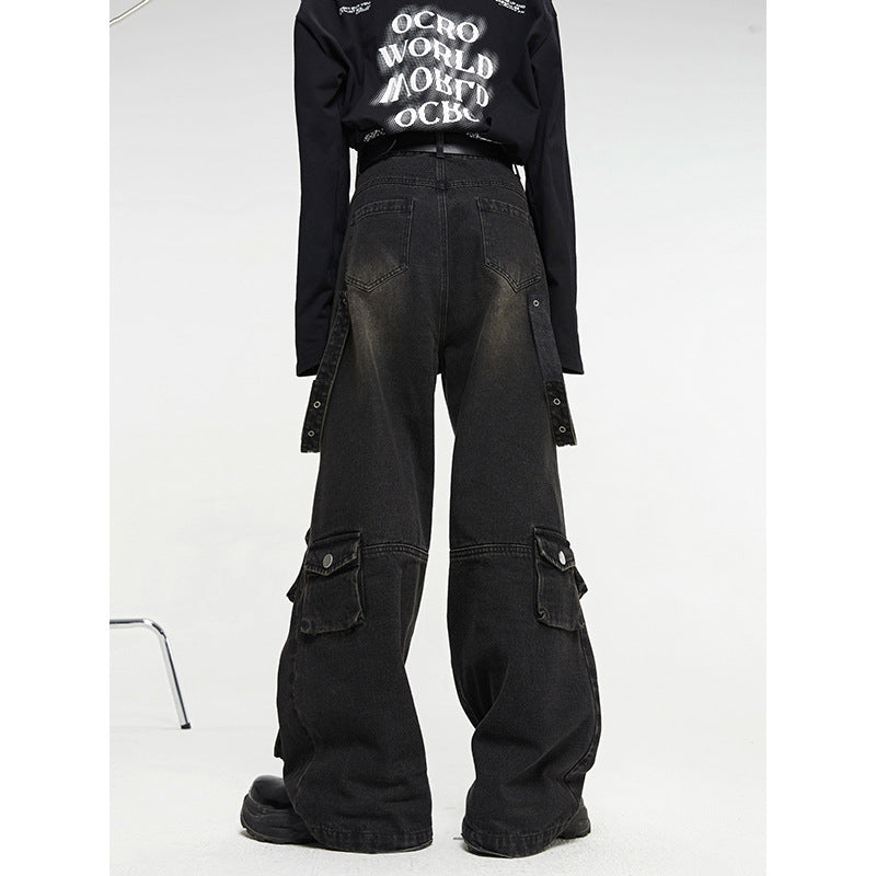 Multi Pocket Vintage Wide Leg Jeans
