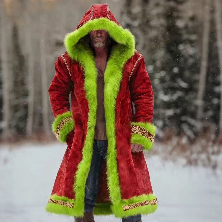 Crimson Hooded Long Coat – Winter Luxe Edition