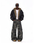 American-style Vintage Camouflage Machete-cut Jeans For Men